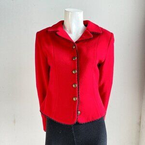 Vintage Suttles & Seawinds Red Wool Cropped Blazer  S